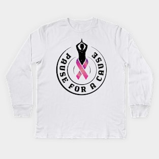 Pause for a Cause I Zen Yoga Breast Cancer Awareness Kids Long Sleeve T-Shirt